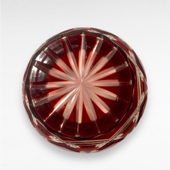 Vintage Cut To Clear Red Crystal Bowl 8" - Picture 5 of 7